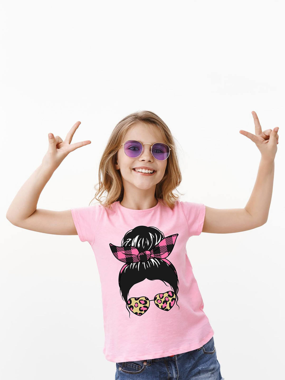 

BAESD Girls Graphic Printed Round Neck Top, Pink