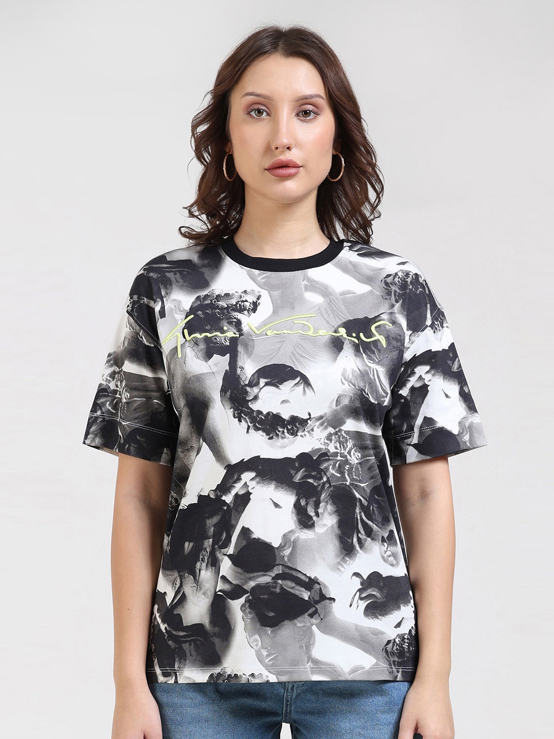 

Gloria Vanderbilt Allover printed Tshirt, Black