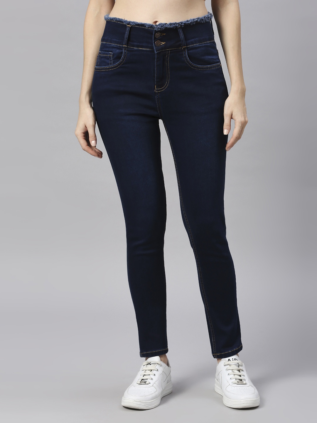 

HJ HASASI Women Blue Slim Fit High-Rise Stretchable Jeans