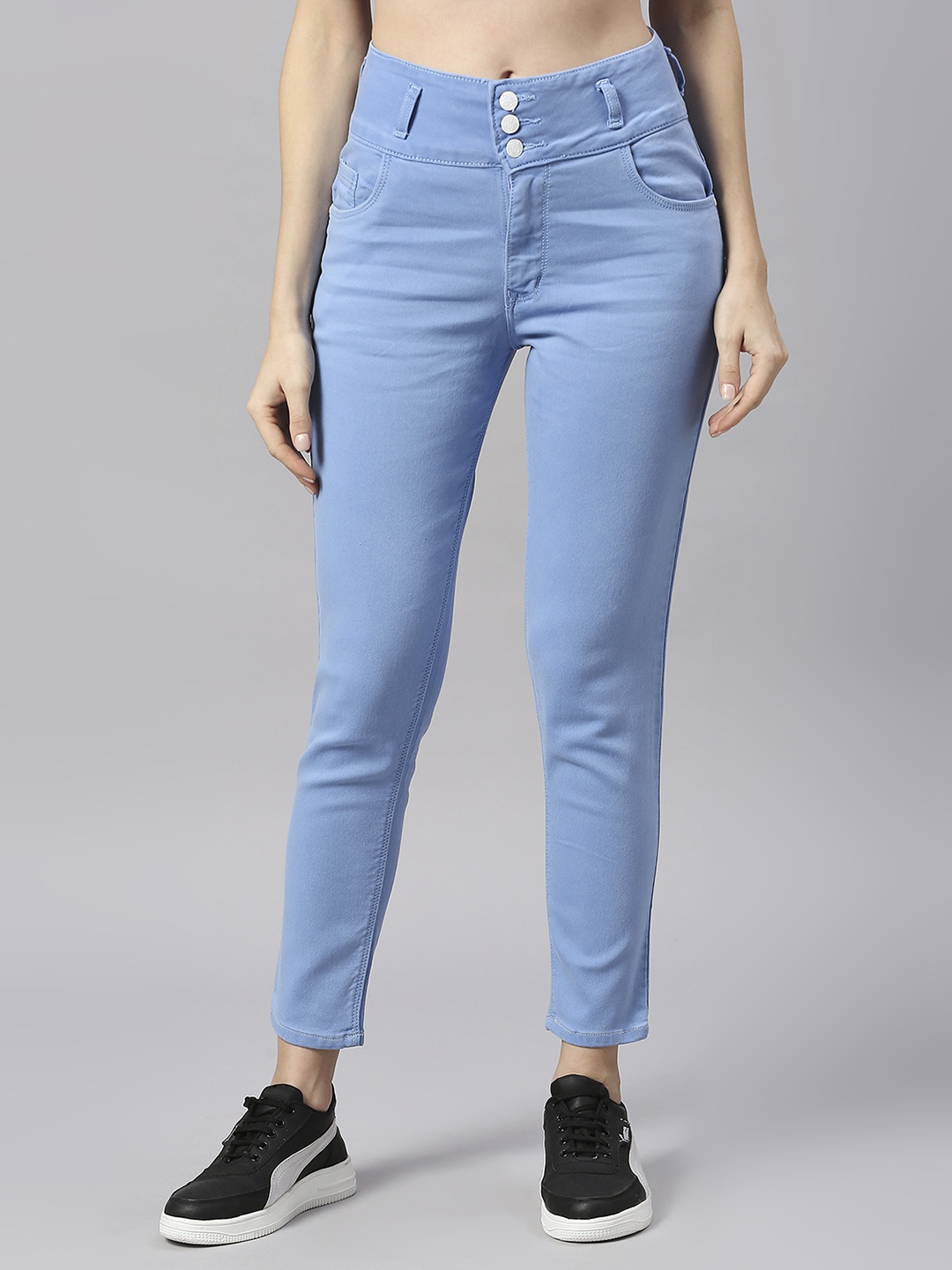 

HJ HASASI Women Slim Fit High-Rise Stretchable Jeans, Blue