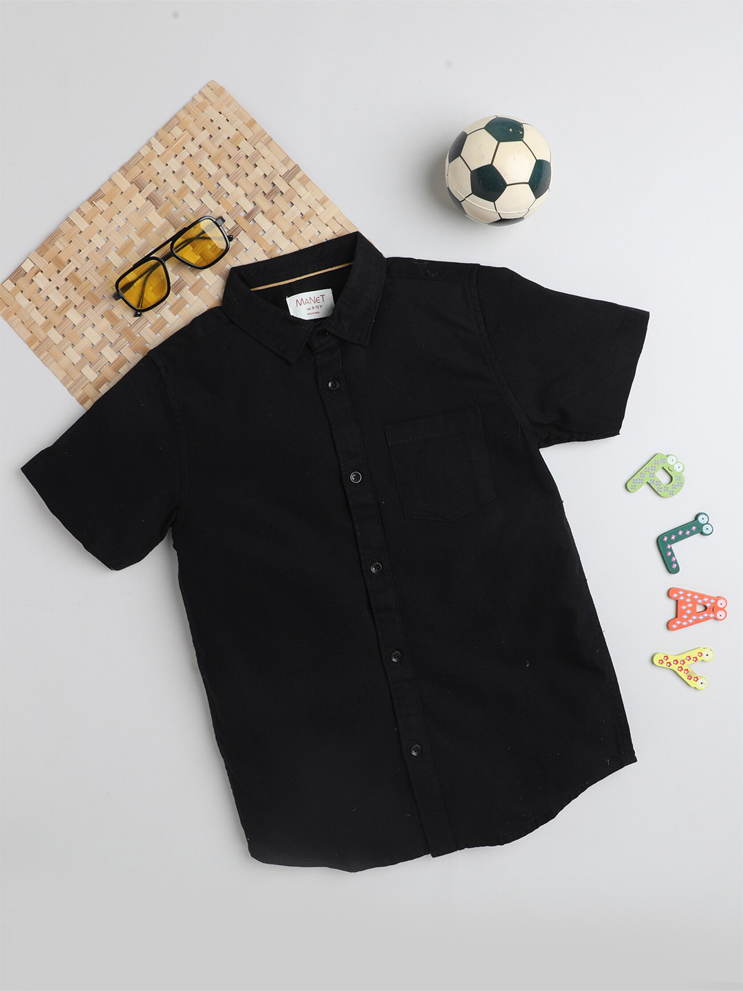 

MANET Boys Cotton Casual Shirt, Black