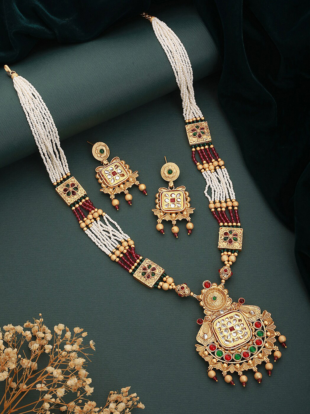 

Jazz and Sizzle 24KT Gold-Plated Stone-Studded & Beaded Jewellery Set