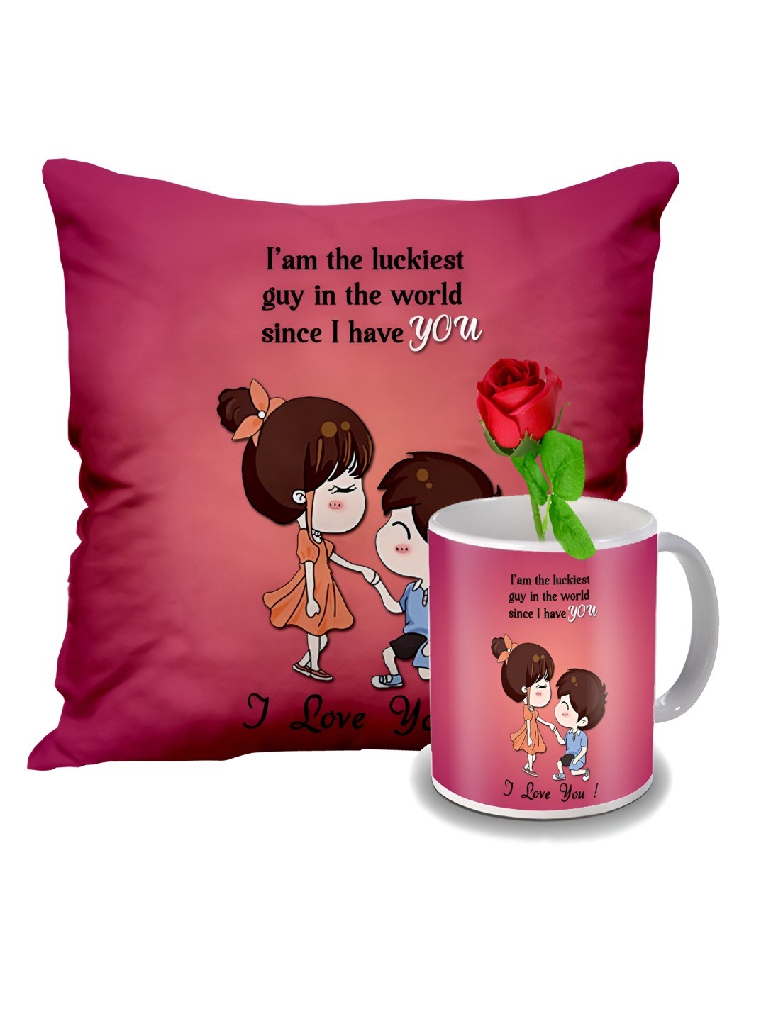 

ME & YOU Red & White 3 Pcs Printed Valentine Home Gift Set