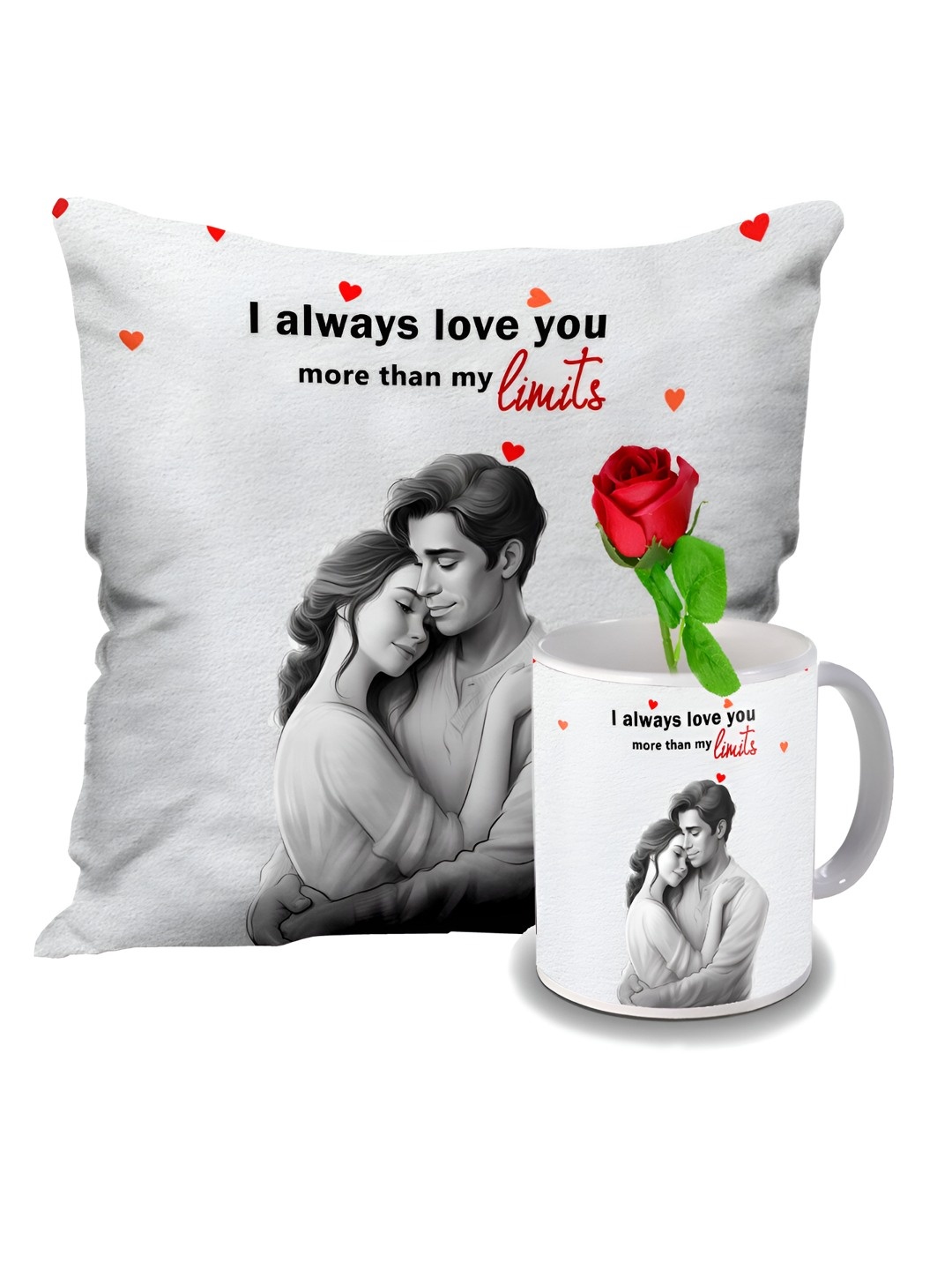 

ME & YOU Red & White 2 Pieces Printed Valentine Home Gift Set