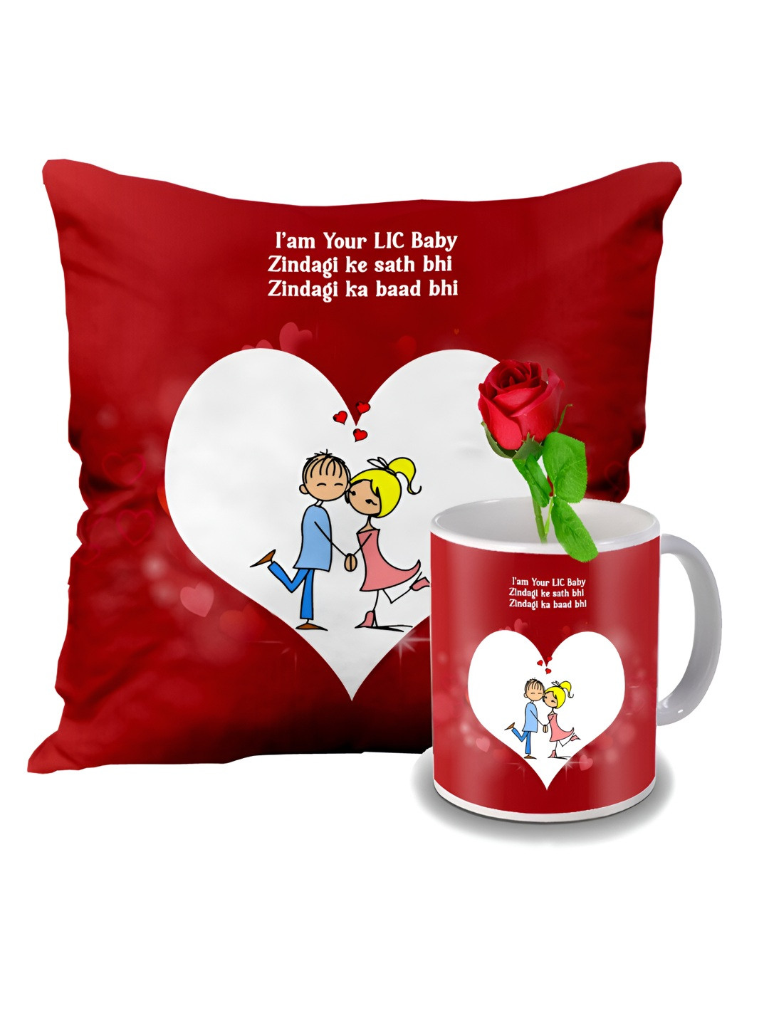 

ME & YOU Red & White 3 Pcs Printed Valentine Home Gift Set