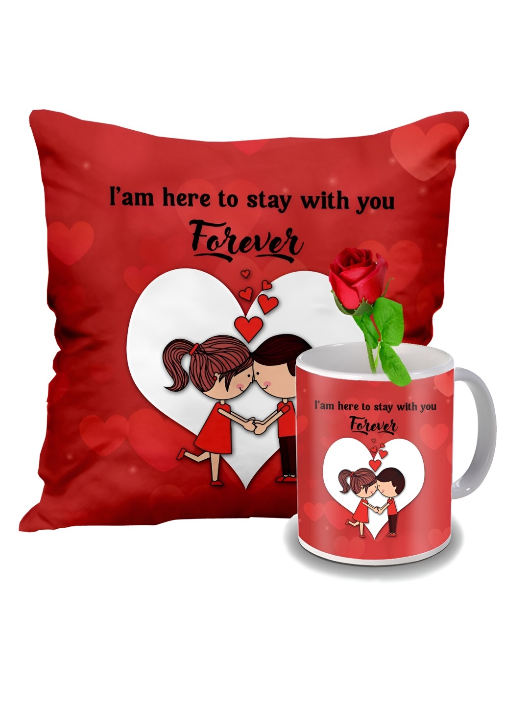 

ME & YOU Red & White 2 Pieces Printed Valentine Home Gift Set