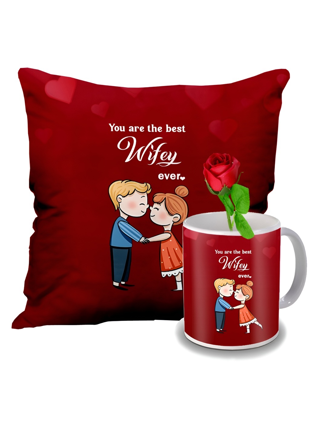 

ME & YOU Red & White 2 Pieces Printed Valentine Home Gift Set