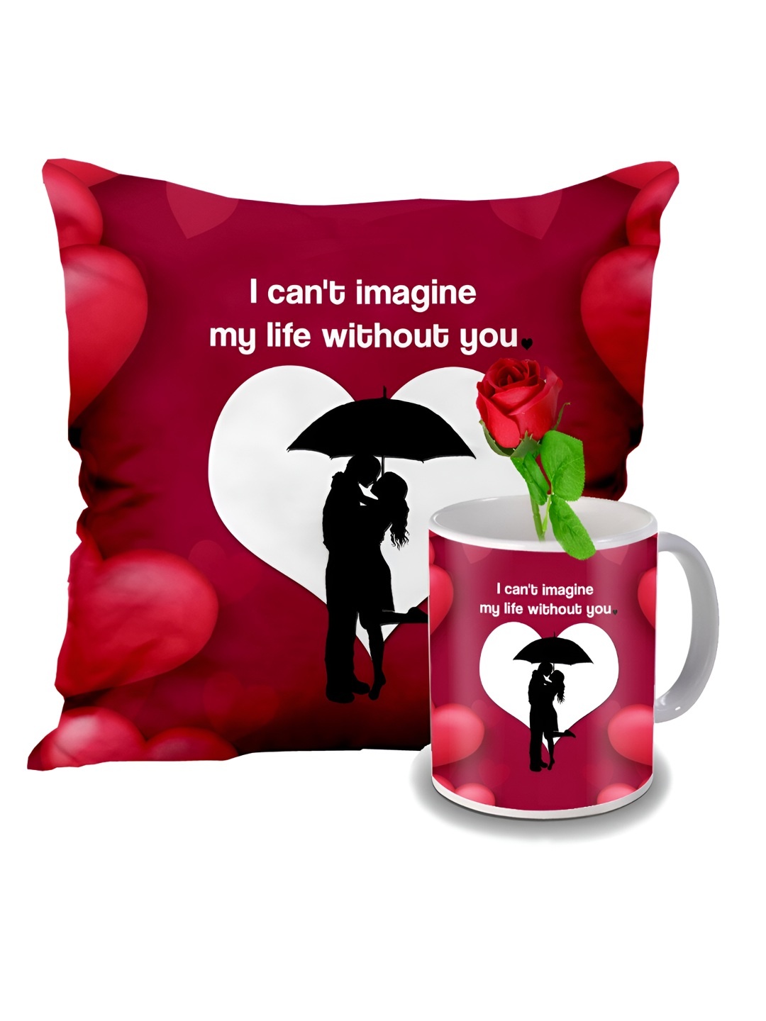 

ME & YOU Red 2 Pieces Printed Mug & Cushion Gift Sets