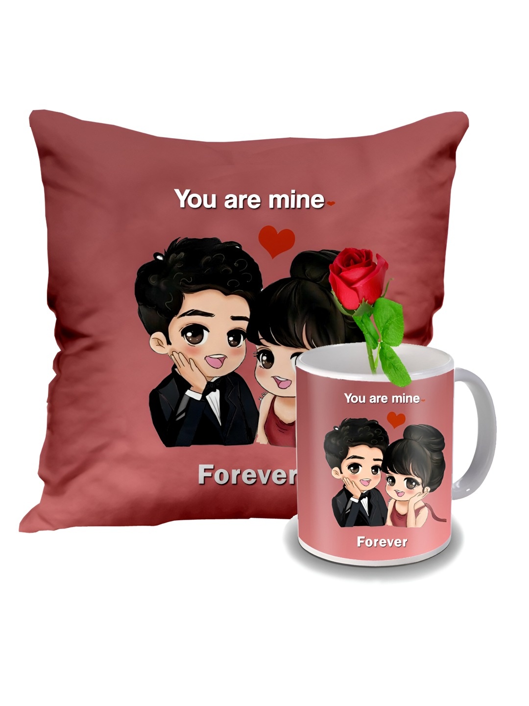 

ME & YOU Brown & Black 3 Pieces Printed Mug & Cushion Gift Sets