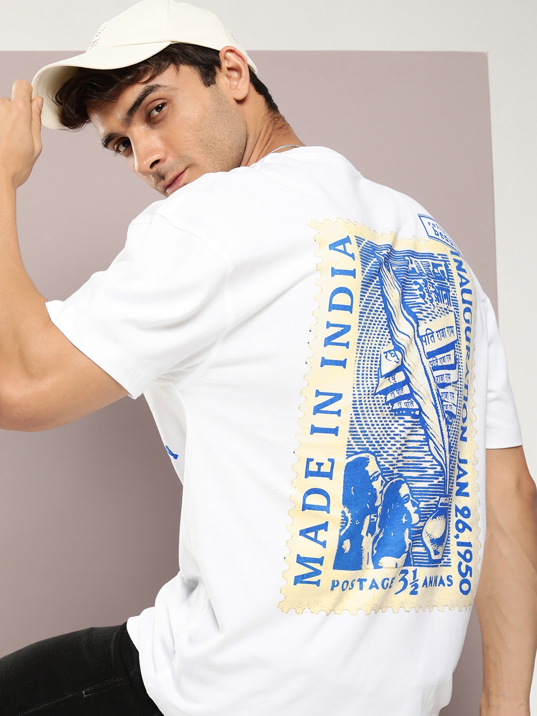 

Kook N Keech Men Printed Drop-Shoulder Sleeves Pure Cotton T-shirt, White