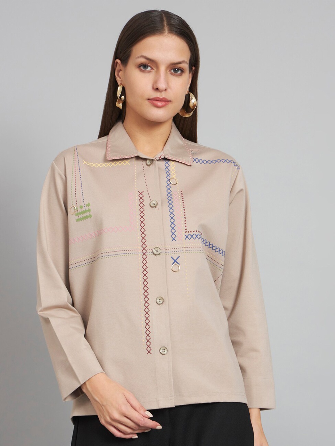 

NEWD Standard Geometric Printed Casual Shirt, Grey