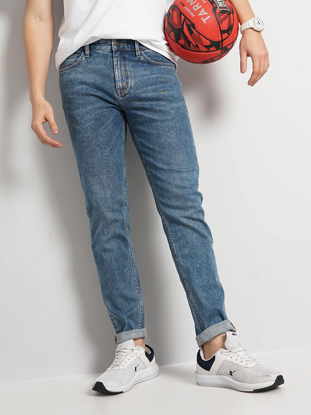 

Celio Men Slim Fit Light Fade Twill Cotton Jeans, Blue