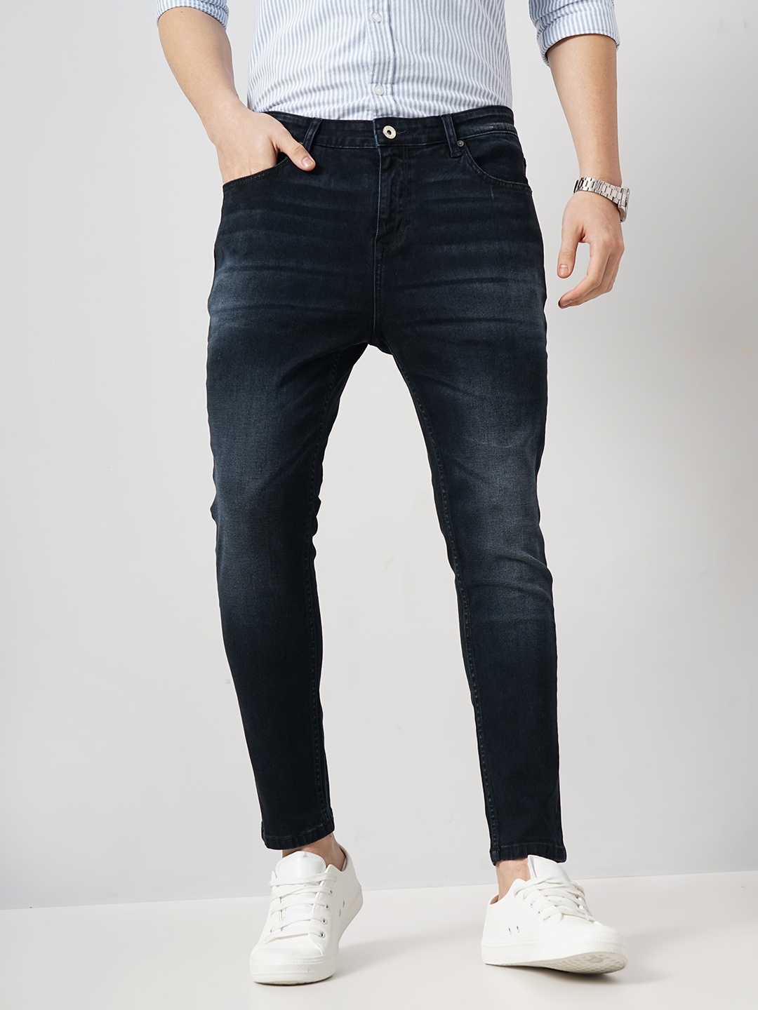 

Celio Men Jean Skinny Fit Mid-Rise Light Fade Stretchable Jeans, Black