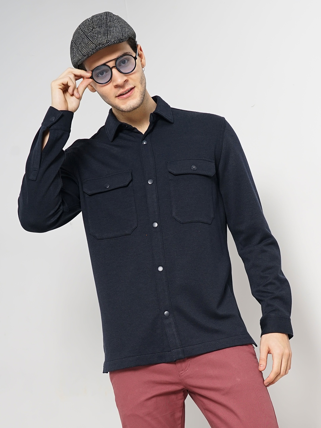 

Celio Spread collar Long Sleeves Opaque Casual Shirt, Navy blue