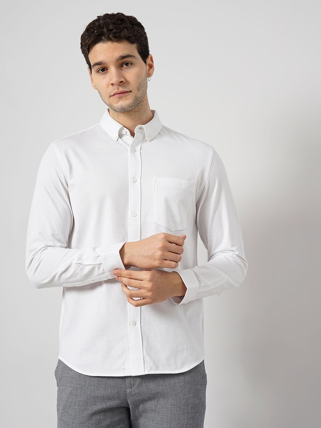 

Celio Button Down Collar Long Sleeves Cotton Classic Opaque Casual Shirt, White