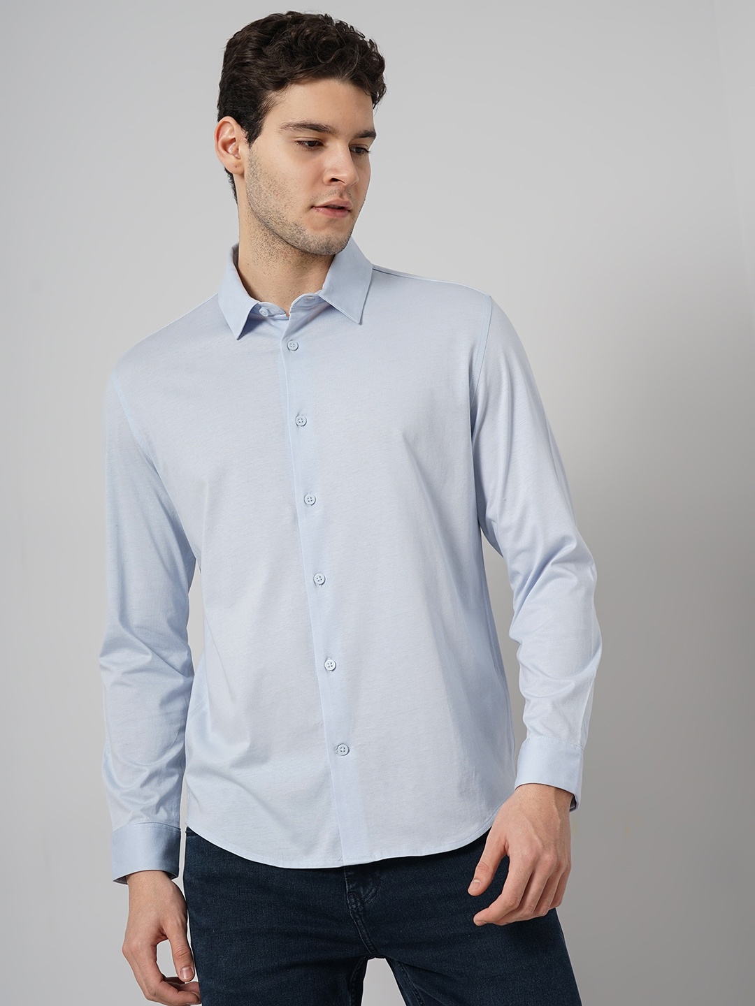 

Celio Spread Collar Long Sleeves Cotton Classic Opaque Casual Shirt, Blue