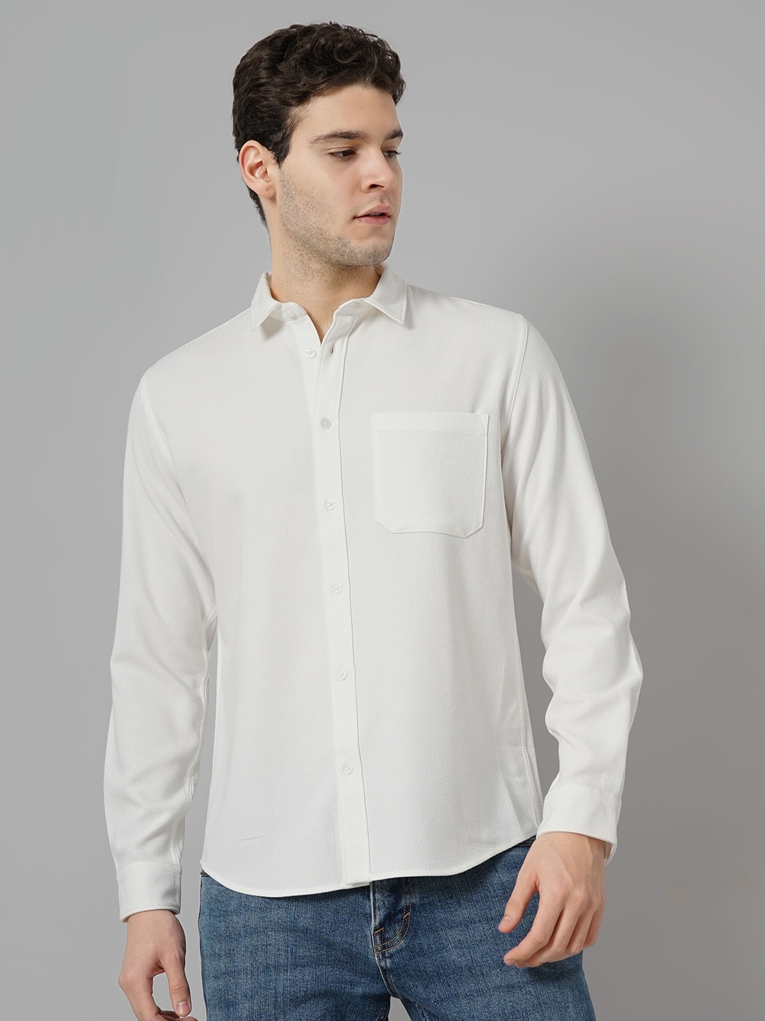 

Celio Spread collar Long Sleeves Opaque Casual Shirt, Off white