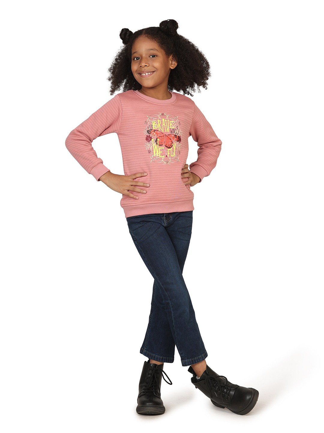 

PAMPOLINA Girls Printed Fleece Pullover Sweatshirt, Pink