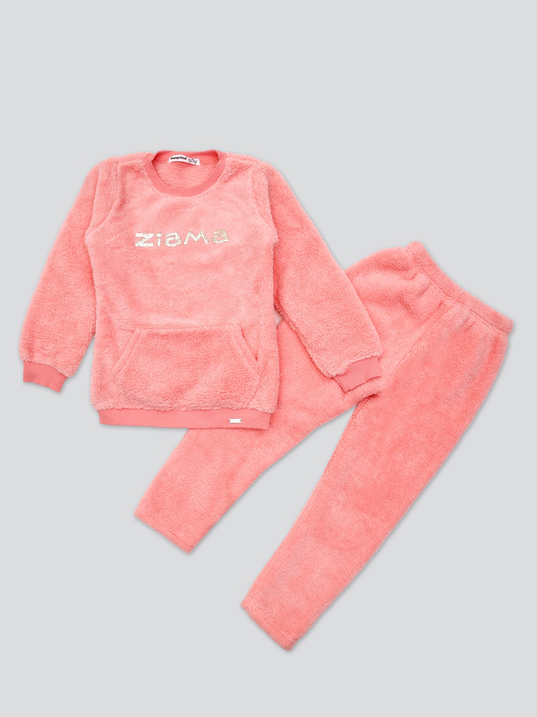 

PAMPOLINA Girls Printed Round Neck Tracksuits, Peach