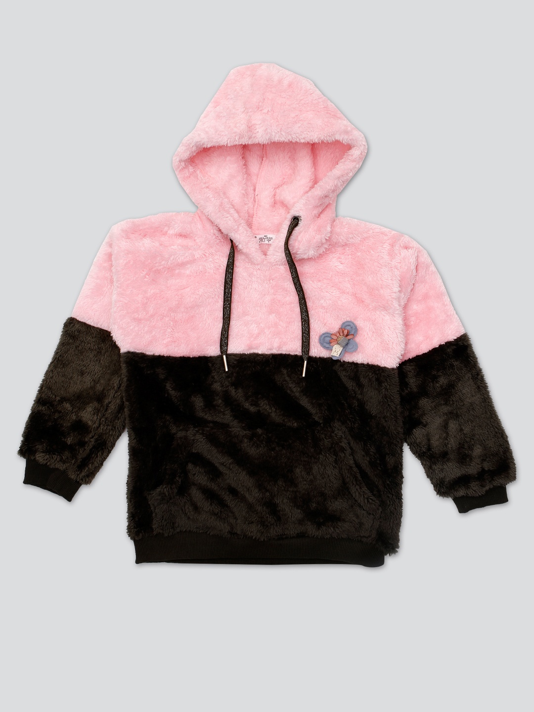 

PAMPOLINA Girls Pink Colourblocked Hooded Sweatshirt