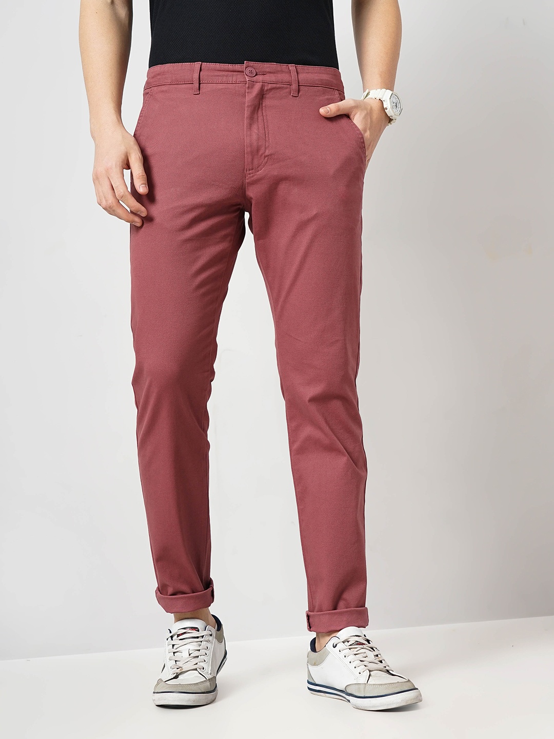 

Celio Men Slim Fit Cotton Chinos Casual Trouser, Maroon