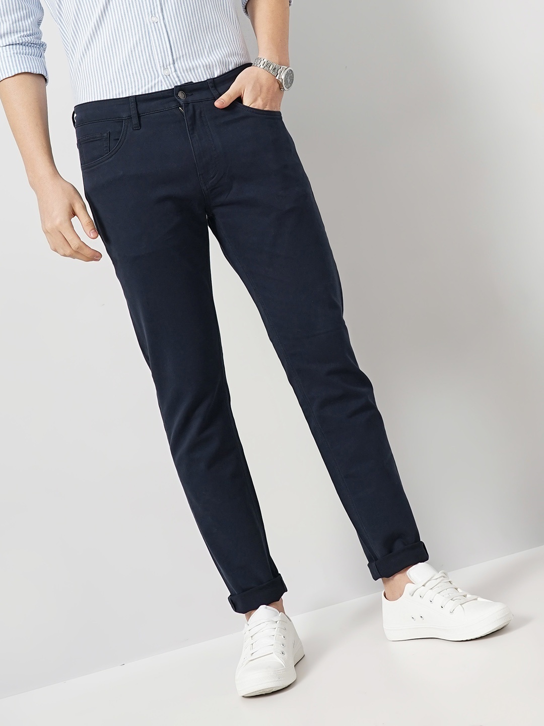 

Celio Men Slim Fit Cotton Chinos Casual Trouser, Navy blue