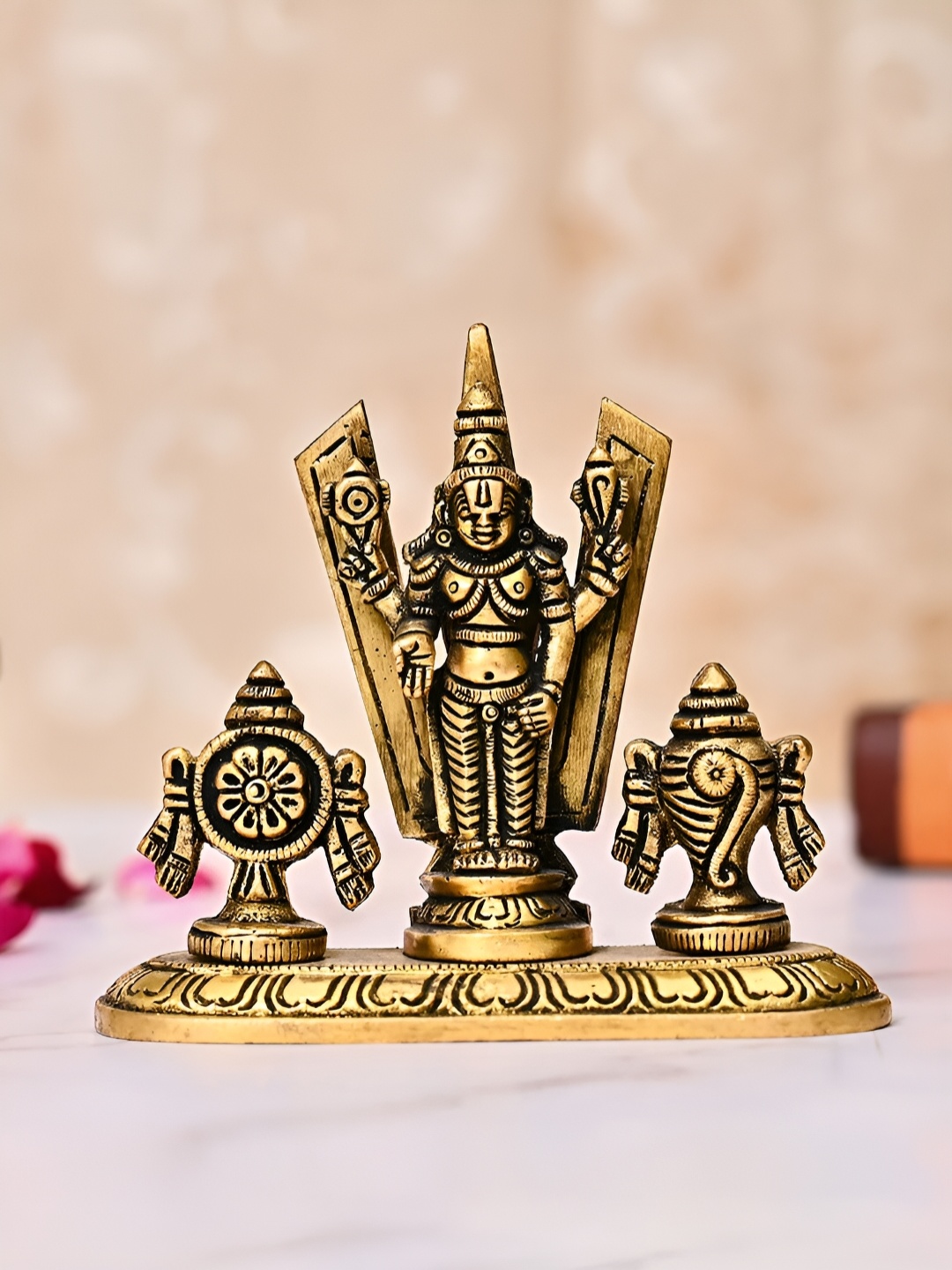 

DecorTwist Gold-Toned Balaji Shankh Chakra Namah Idol Showpiece