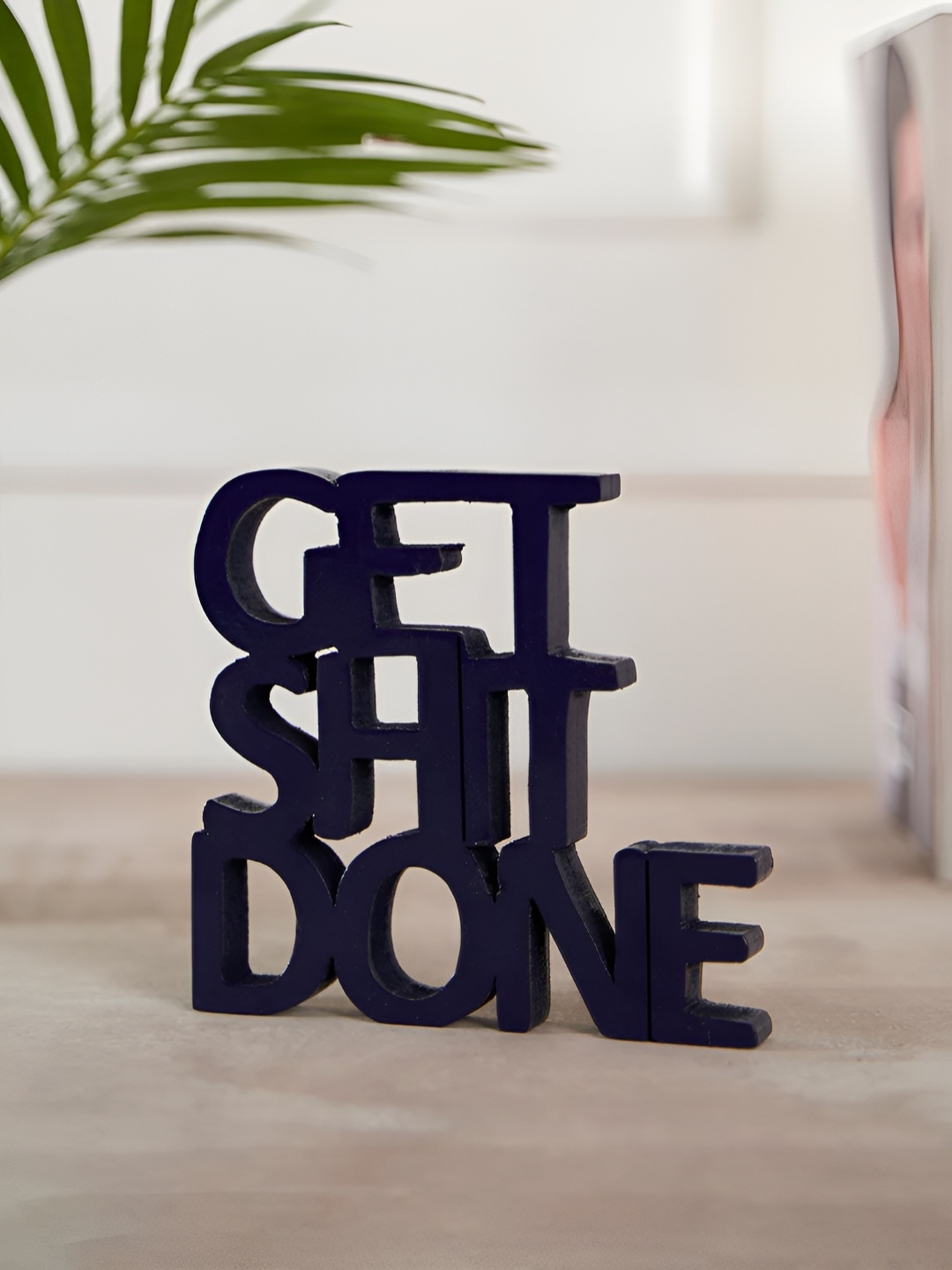 

DecorTwist Black Quote Printed Wooden Table Decor Showpiece