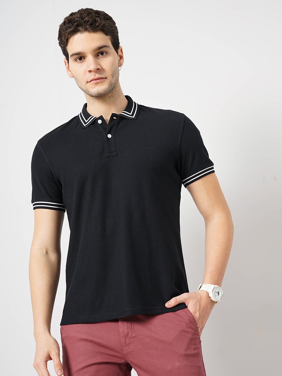 

Celio Short Sleeves Polo Collar Cotton T-shirt, Black