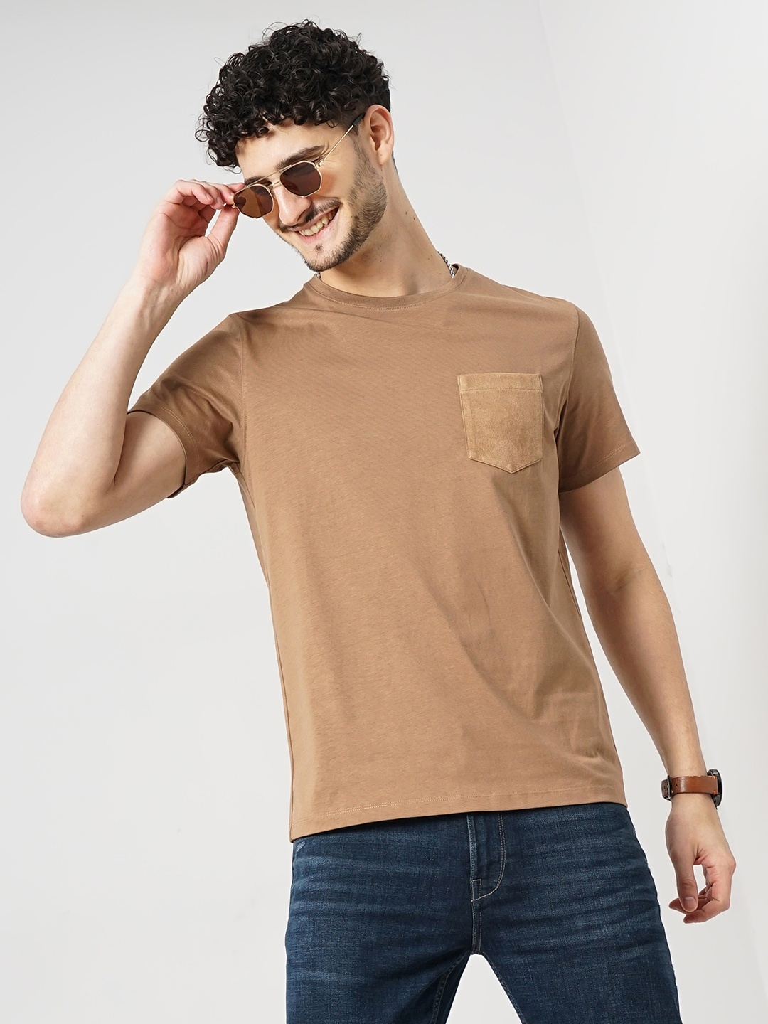 

Celio Regular Fit Cotton T-shirt, Brown