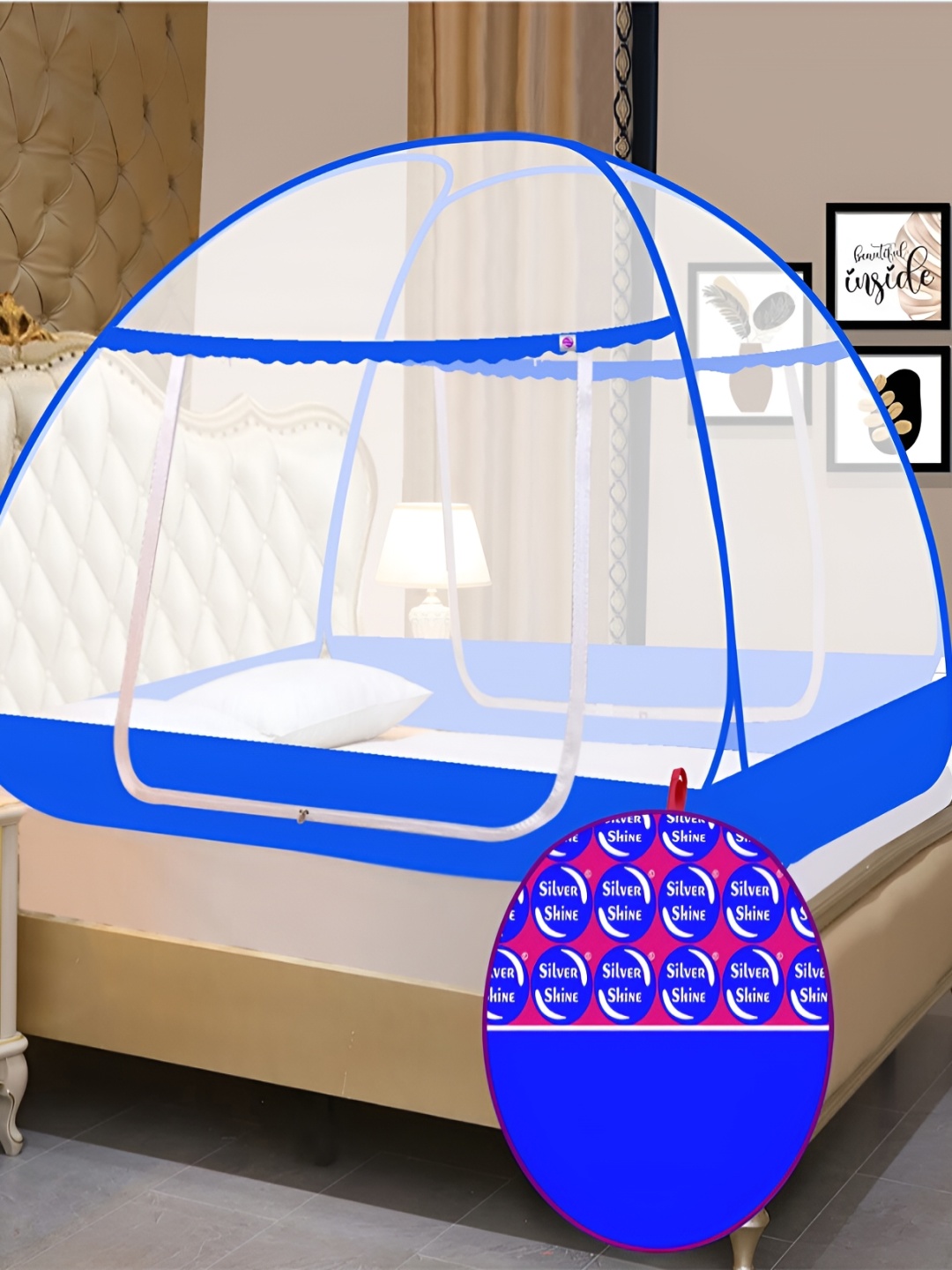 

Silver Shine White & Blue King Size Tent Mosquito Net