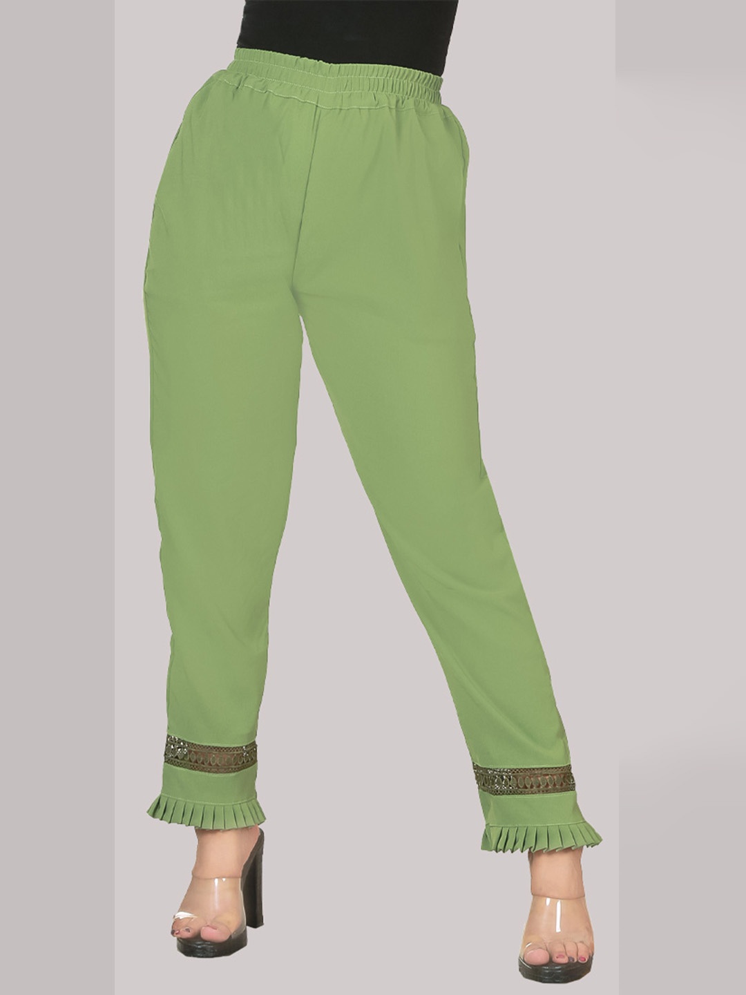 

BAESD Women Flat-Front Pencil Slim Fit Lint Free Trousers, Green