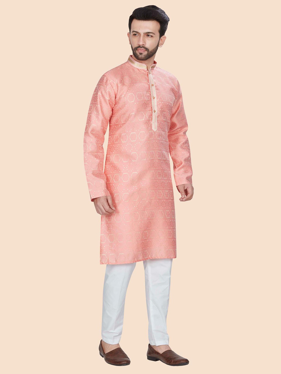 

Anouk Men Embroidered Kurta, Pink