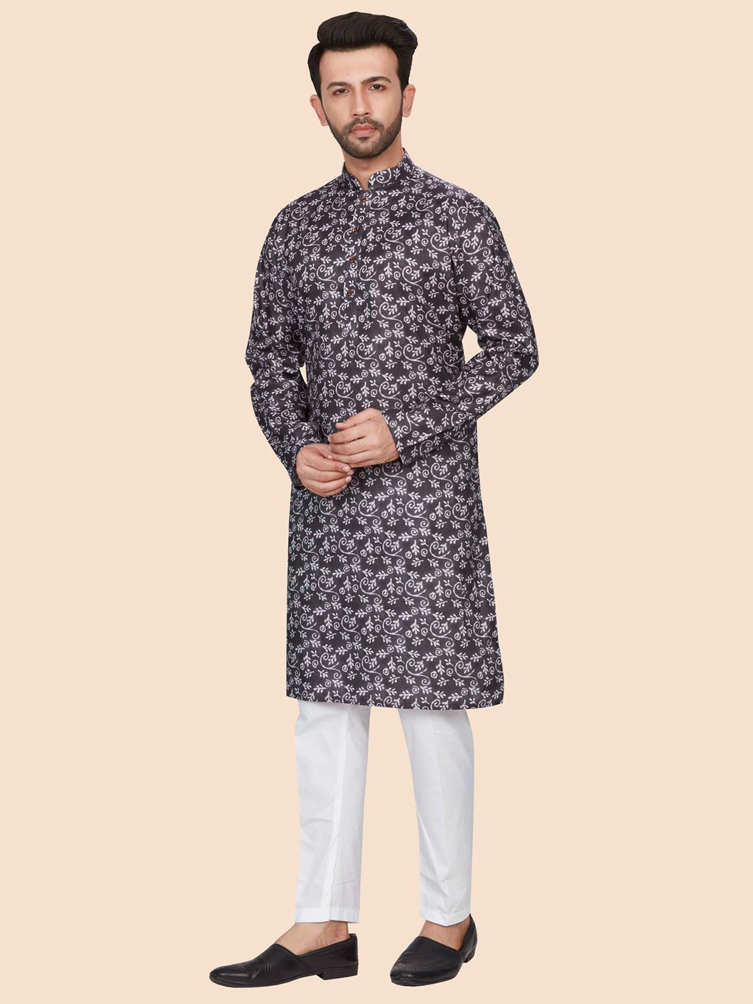 

Anouk Men Ethnic Motifs Printed Designer Kurta, Black