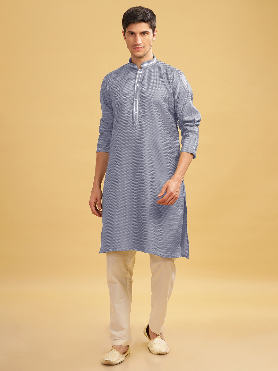 

Anouk Men Self Embossed Designer Kurta, Grey