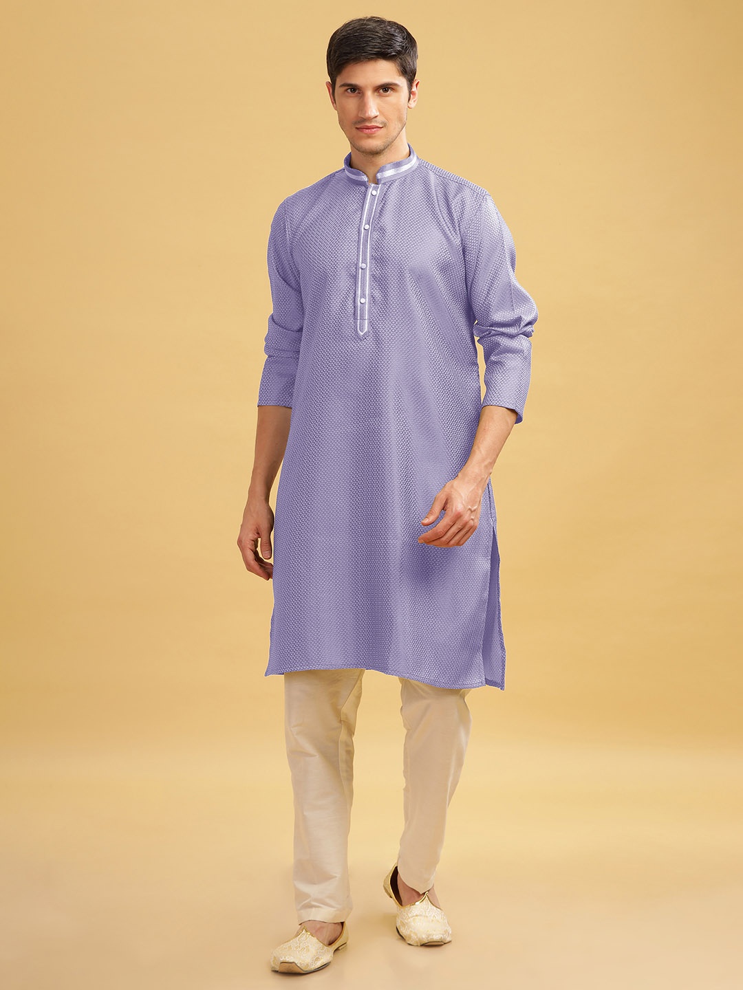 

Anouk Men Self Embossed Designer Kurta, Purple