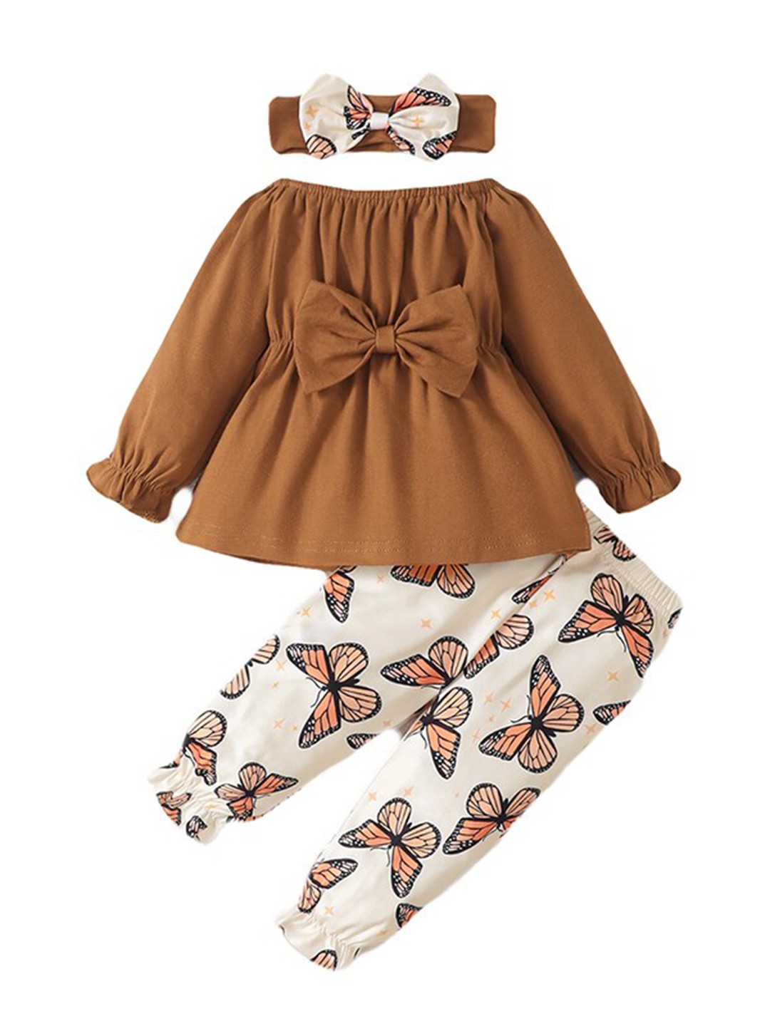 

StyleCast Girls Brown & White Top With Printed Pyjamas