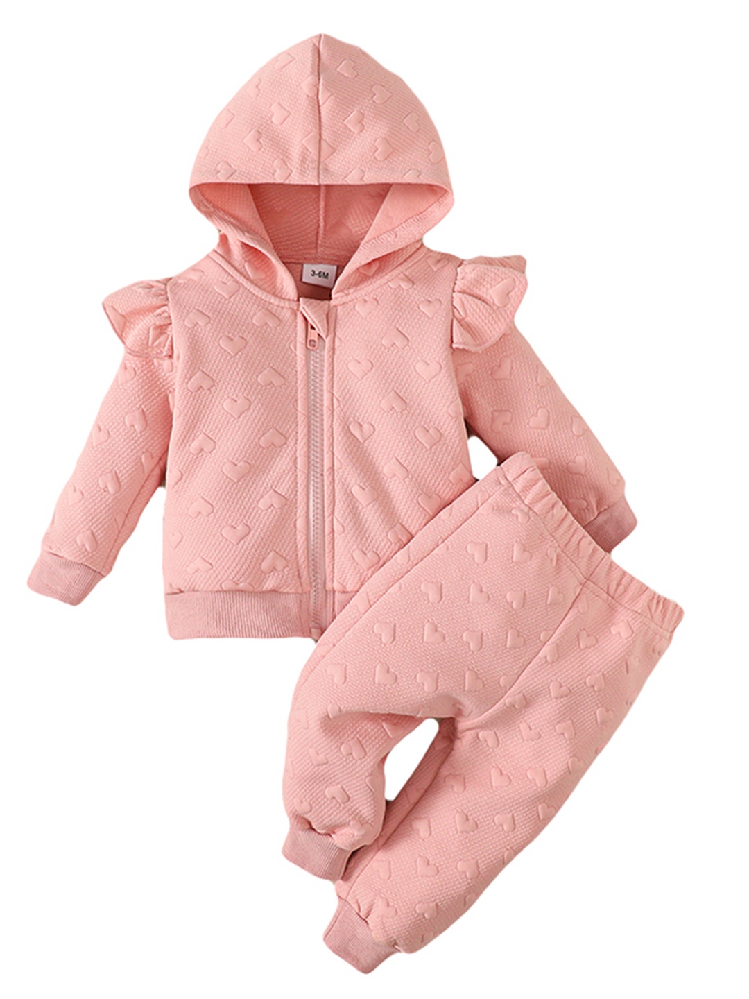 

StyleCast Infant Girls Pink Self Design Hooded Top with Pyjamas