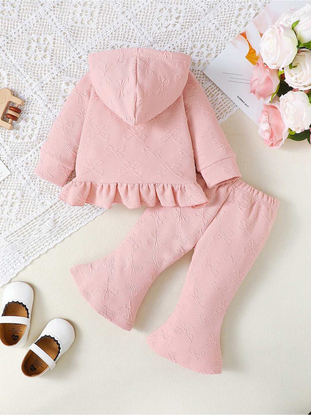 

StyleCast Girls Pink Self Designed Top With Trousers