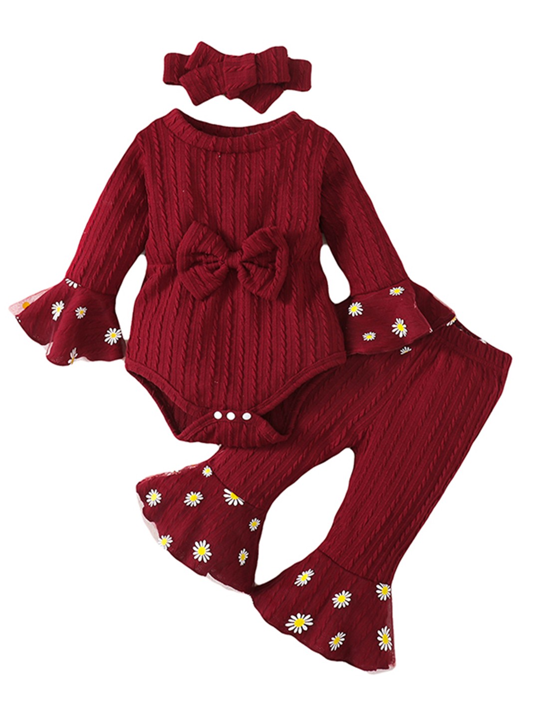 

StyleCast Girls Maroon & White Self Design Top with Palazzos