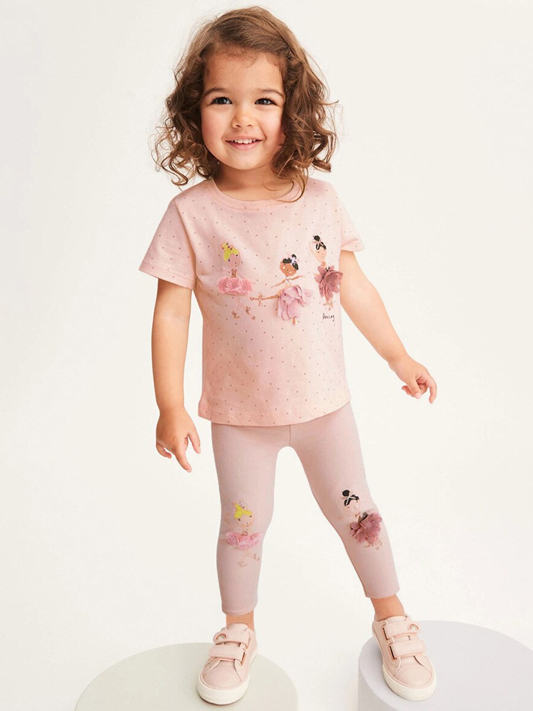 

StyleCast Girls Printed Pure Cotton T-shirt With Pyjamas, Pink