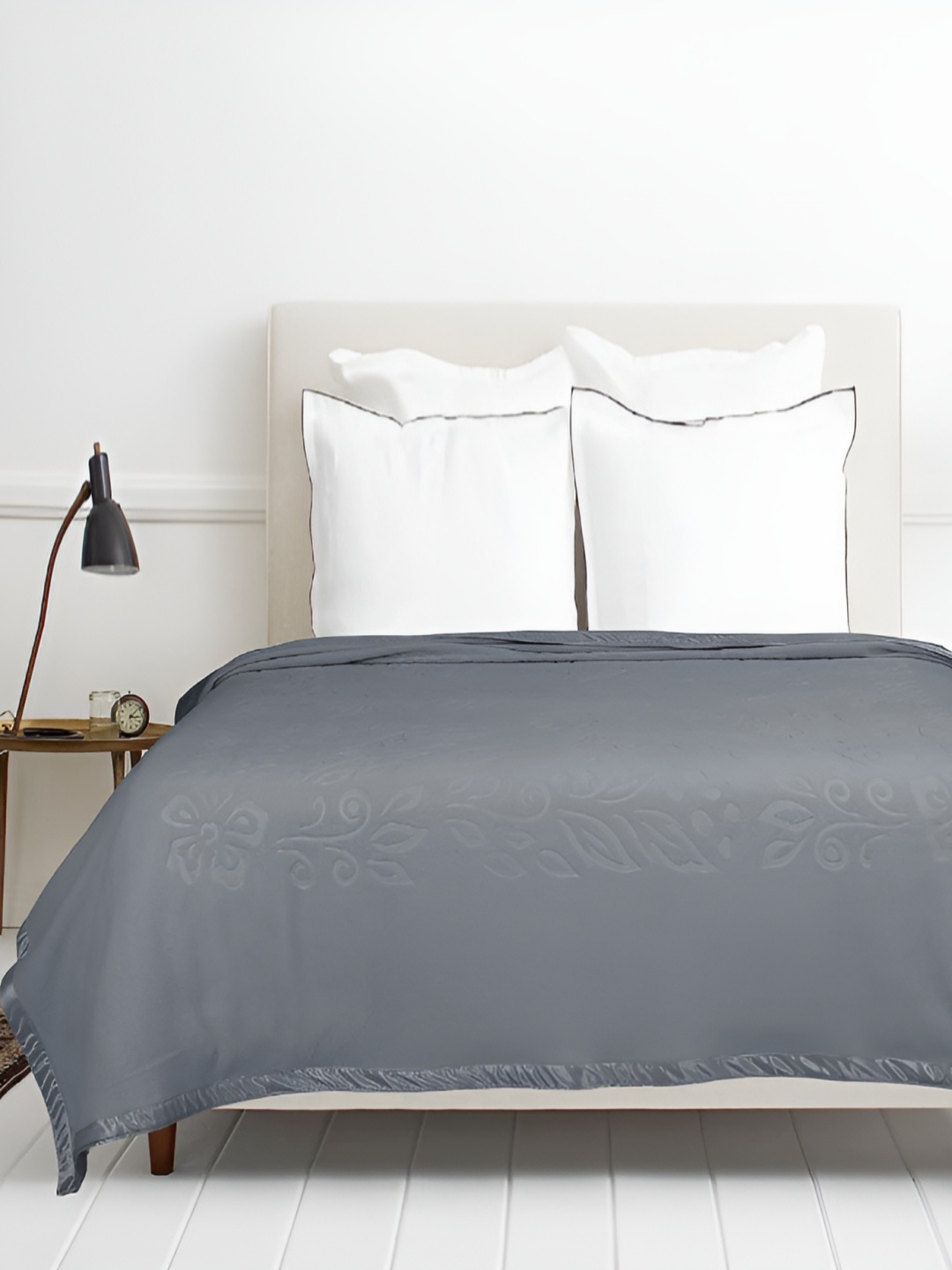

bsb home Grey Solid Fleece AC Room 210 GSM Single Bed Blanket