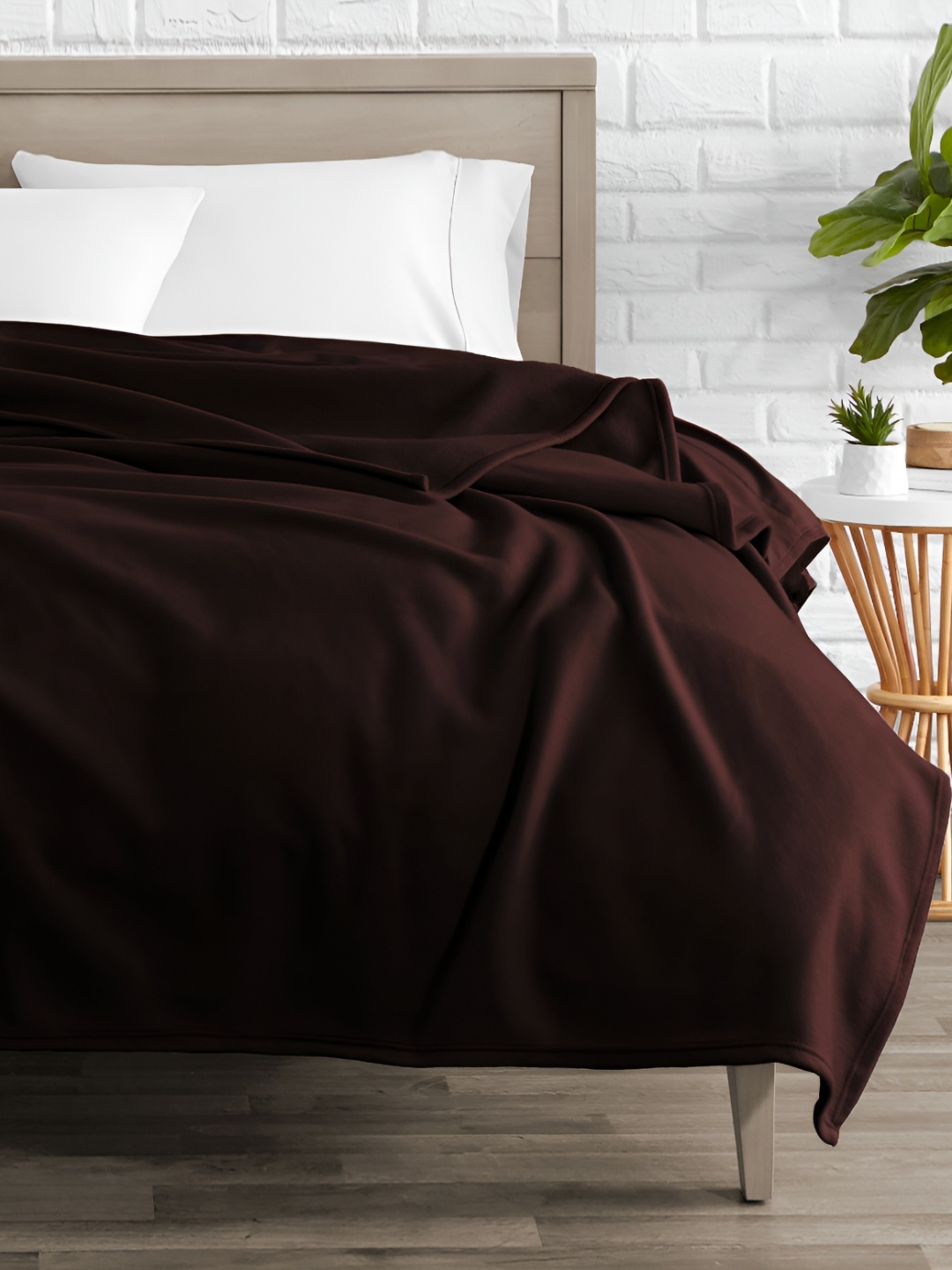 

bsb home Coffee Brown Solid AC Room 210 GSM Single Bed Blanket