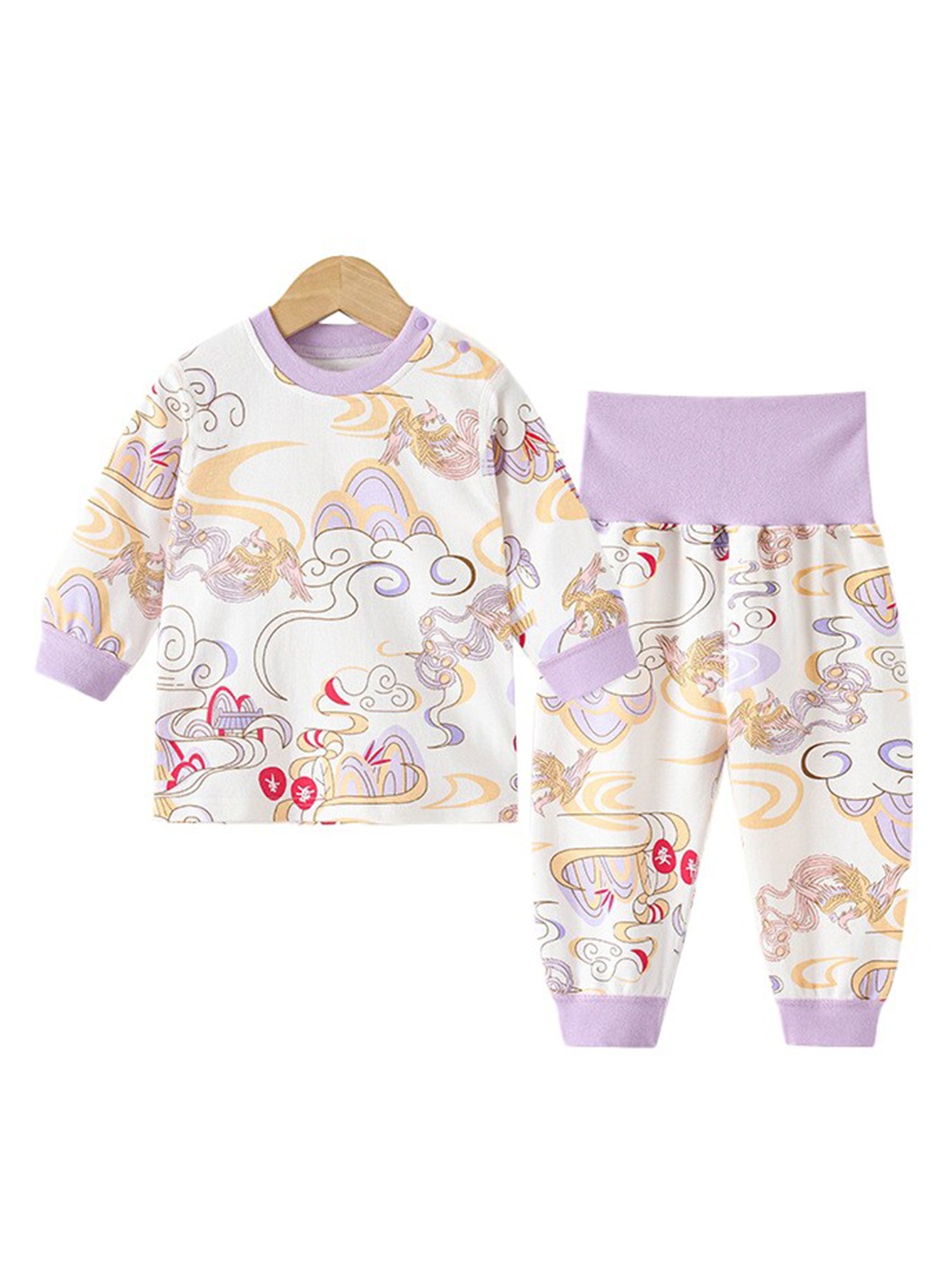 

StyleCast Girls Purple Graphic Printed Cotton Night Suit