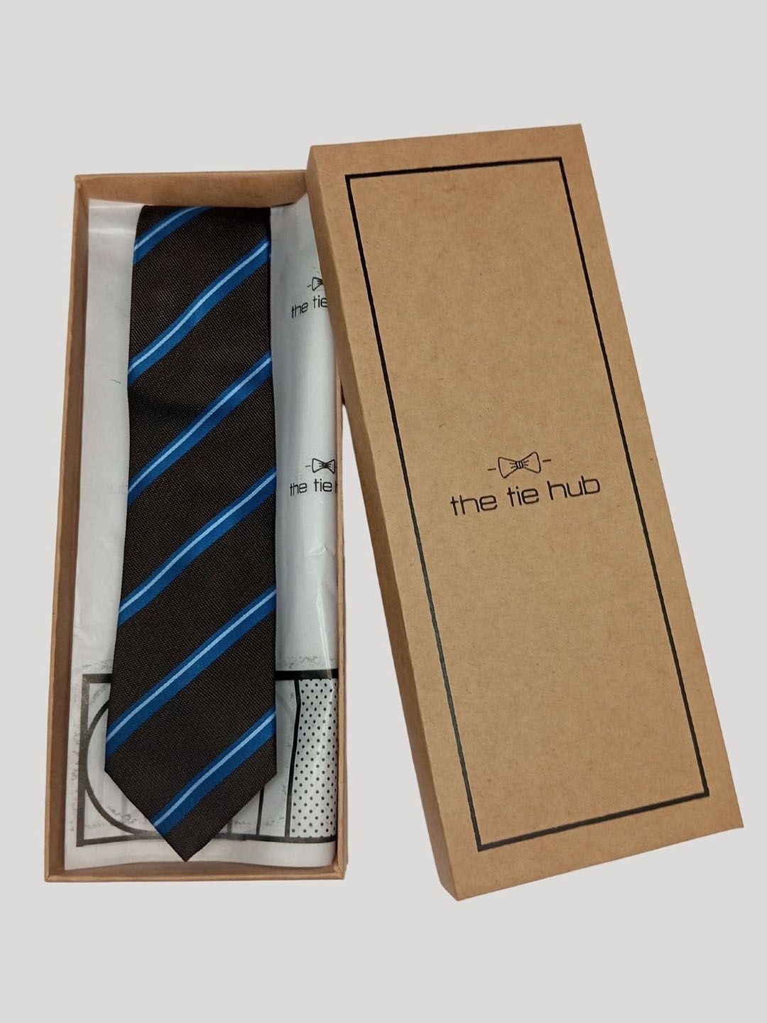 

The Tie Hub Striped Silk Broad Tie, Brown