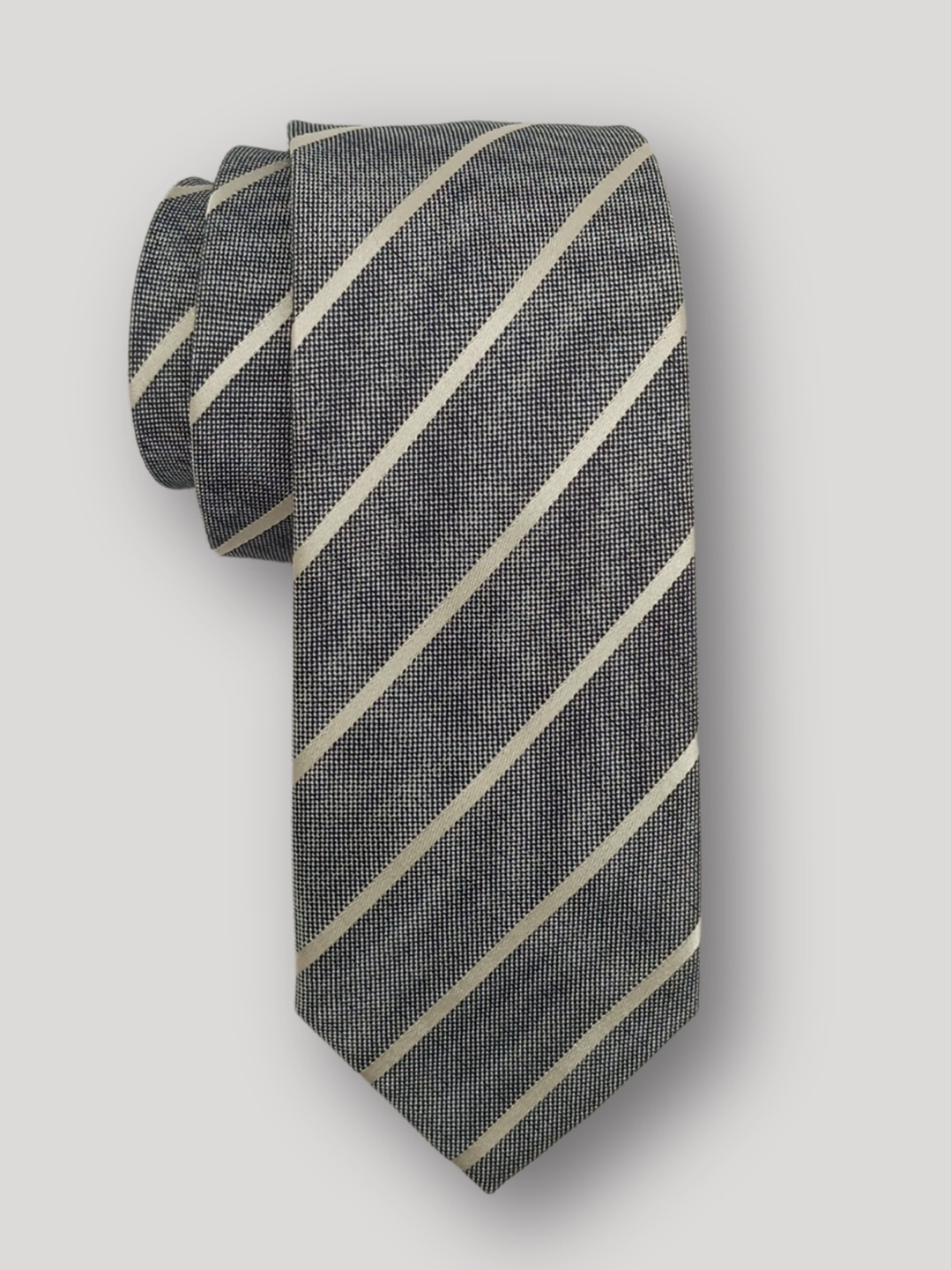 

The Tie Hub Men Striped Silk Broad Tie, Blue