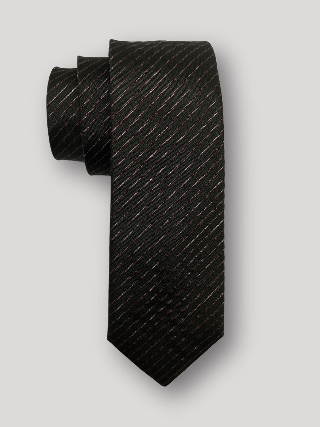 

The Tie Hub Men Classic Striped Silk Broad Necktie, Black