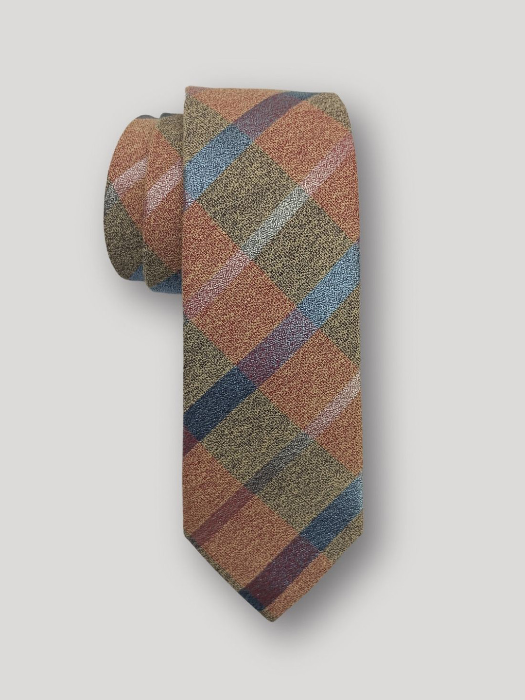 

The Tie Hub Men Checked Silk Formal Broad Tie, Brown