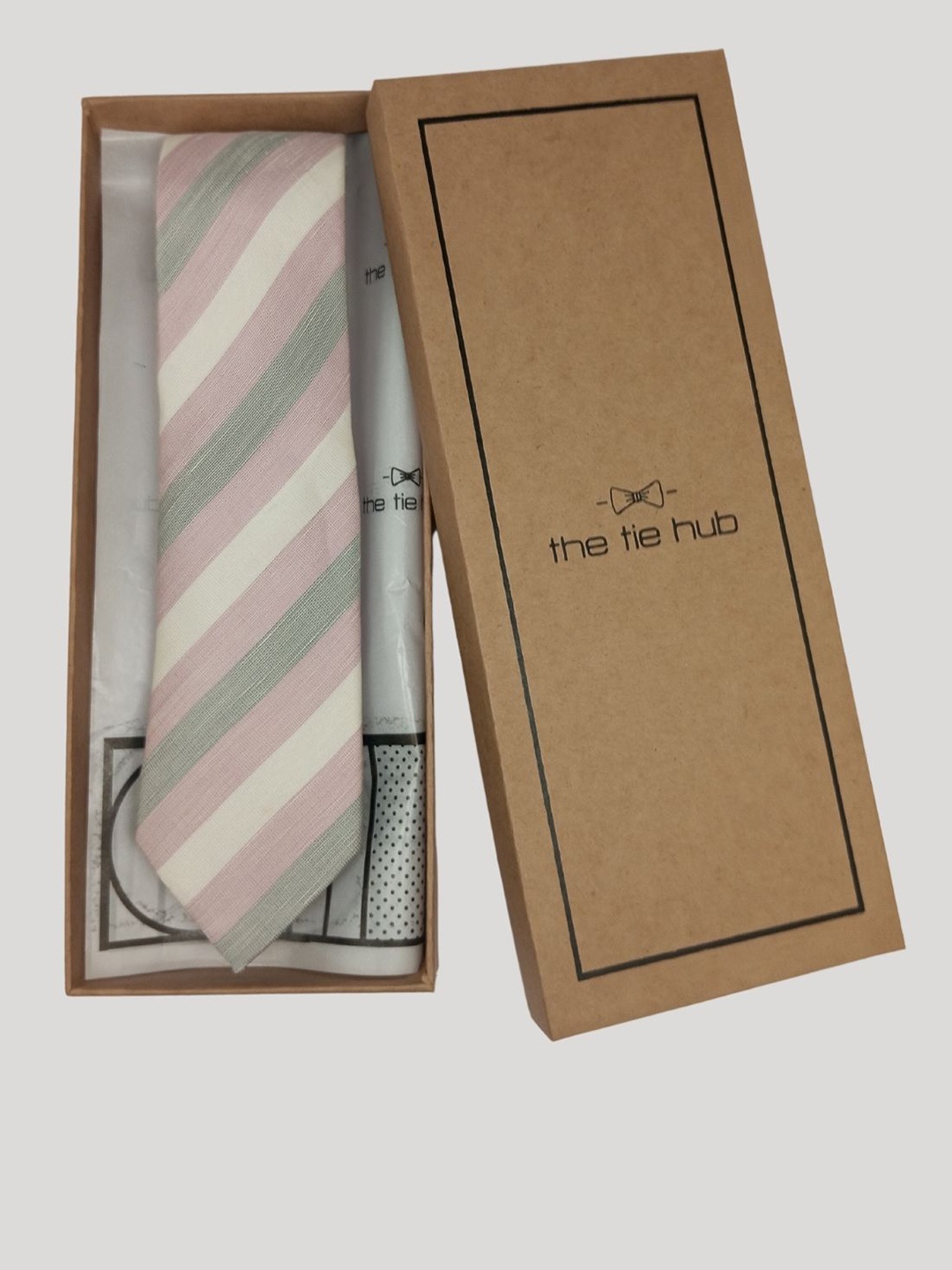 

The Tie Hub Men Striped Silk Broad Tie, Pink