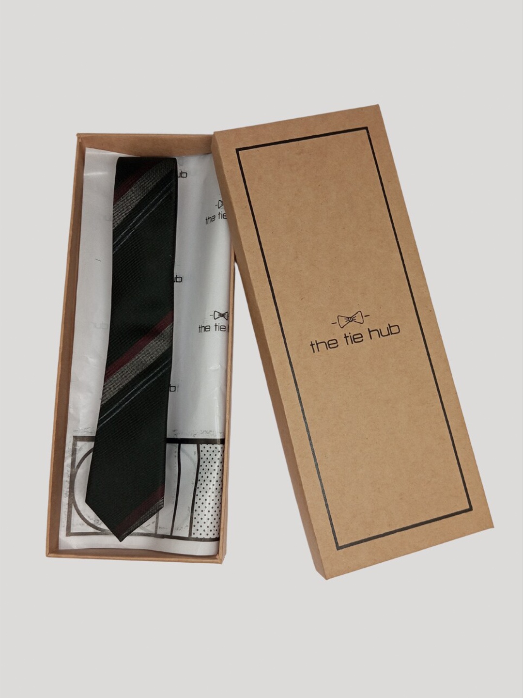 

The Tie Hub Striped Silk Broad Tie, Black